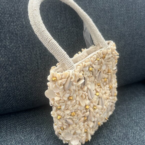 Seashell Beaded Mini Tote Bag Tik Tok Viral Handcrafted in India NWT - Picture 3 of 5